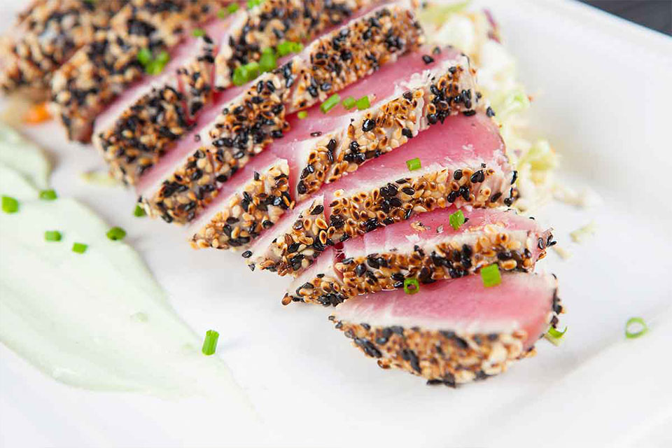 Sesame Seared Tuna with Ginger-Carrot Dipping Sauce